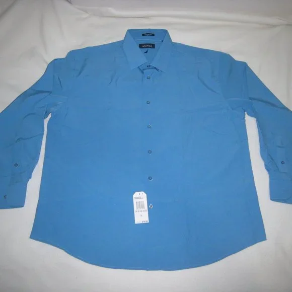 Nautica Shirts | Nautica Nwt Men's Blue Check Long-Sleeve Button-Up Shirt | Color: Blue/White | Size: Xl | Dreamrealco's Closet